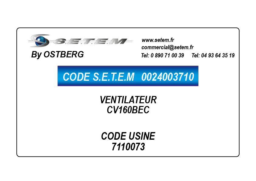 0024003710-VENTILATEUR OSTBERG CV160BEC *7110073*