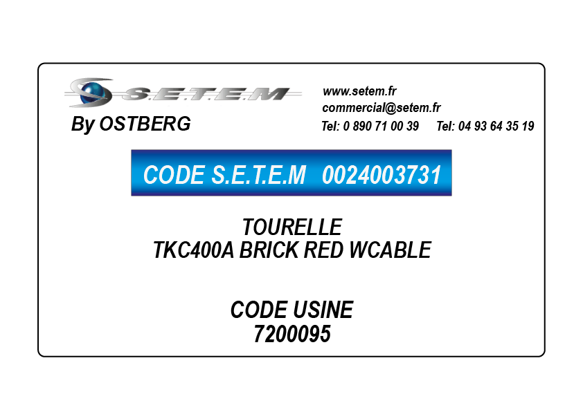 0024003731-TOURELLE OSTBERG TKC400A BRICK RED WCABLE *7200095*