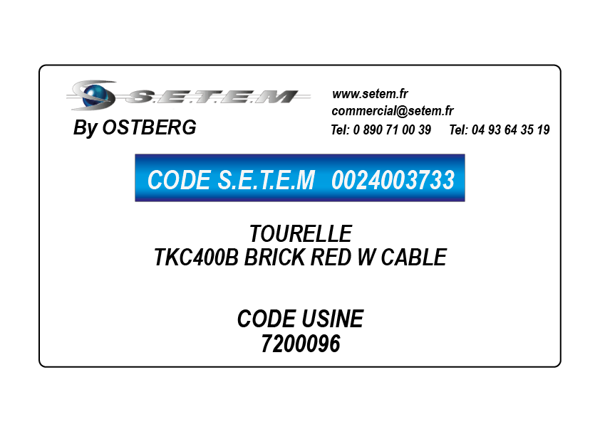 0024003733-TOURELLE OSTBERG TKC400B BRICK RED W CABLE *7200096*