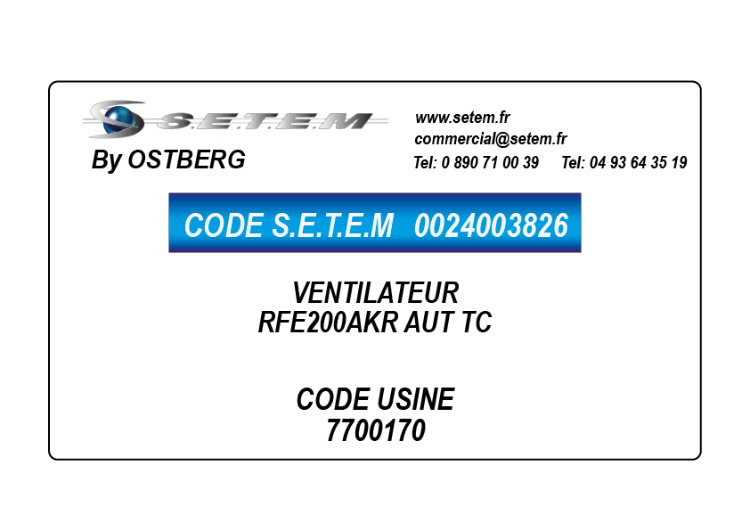0024003826-VENTILATEUR OSTBERG RFE200AKR AUT TC *7700170*