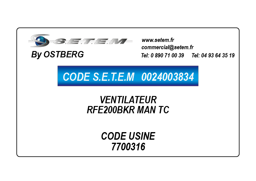0024003834-VENTILATEUR OSTBERG RFE200BKR MAN TC *7700316*