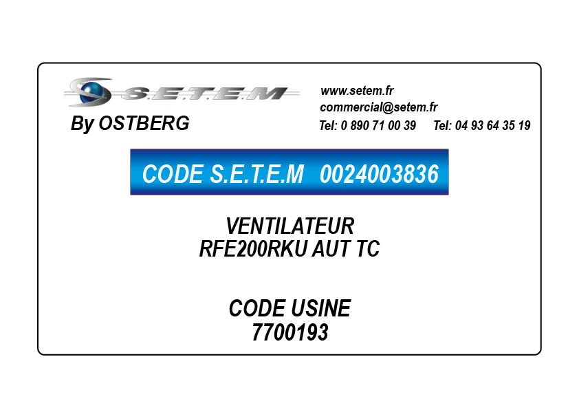 0024003836-VENTILATEUR OSTBERG RFE200RKU AUT TC *7700193*