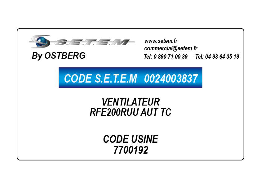 0024003837-VENTILATEUR OSTBERG RFE200RUU AUT TC *7700192*