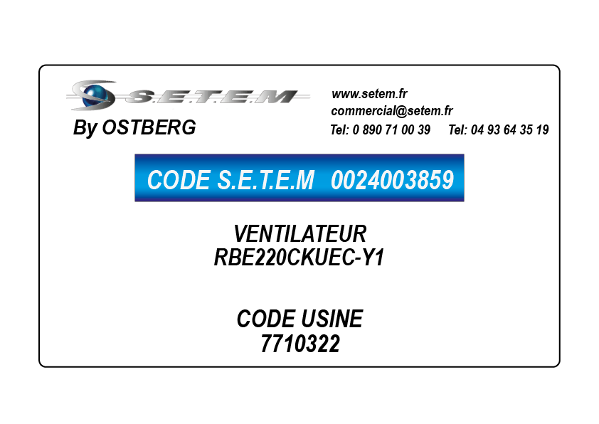 0024003859-VENTILATEUR OSTBERG RBE220CKUEC-Y1 *7710322*