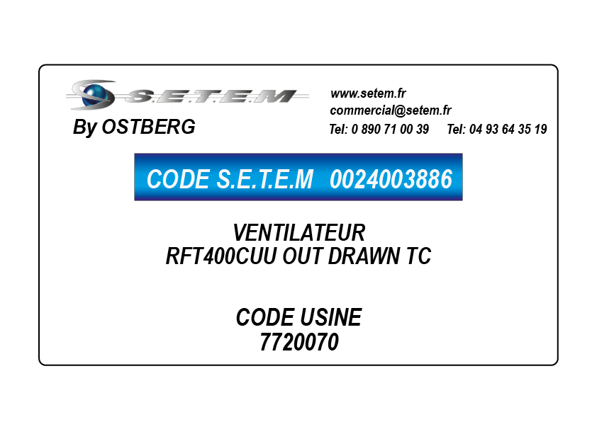 0024003886-VENTILATEUR OSTBERG RFT400CUU OUT DRAWN TC *7720070*