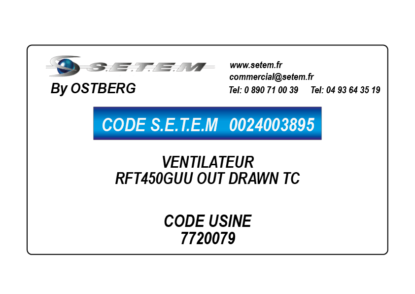 0024003895-VENTILATEUR OSTBERG RFT450GUU OUT DRAWN TC *7720079*