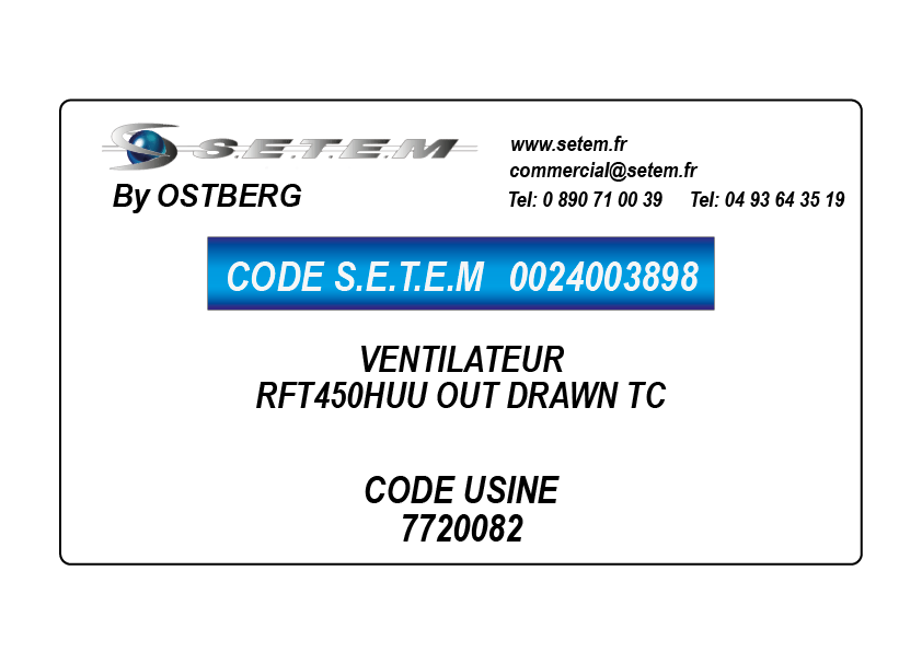 0024003898-VENTILATEUR OSTBERG RFT450HUU OUT DRAWN TC *7720082*