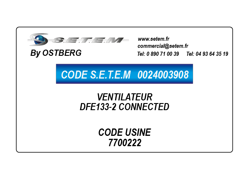 0024003908-VENTILATEUR OSTBERG DFE133-2 CONNECTED *7700222*