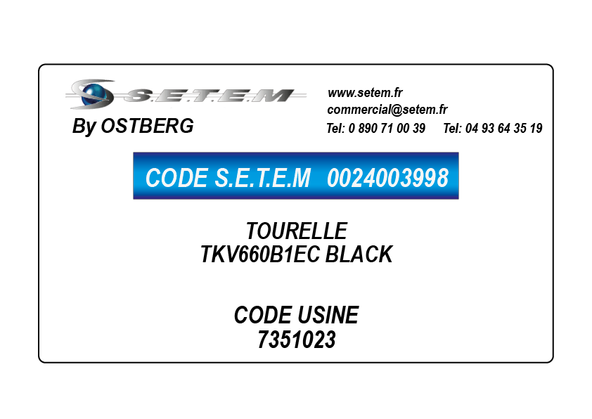 0024003998-TOURELLE OSTBERG TKV660B1EC BLACK *7351023*
