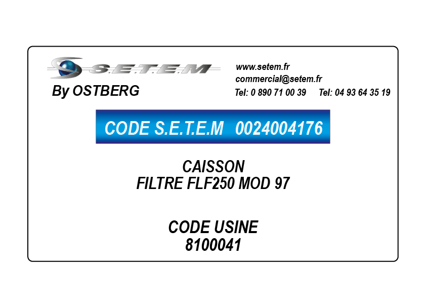 0024004176-CAISSON OSTBERG FILTRE FLF250 MOD 97 *8100041*