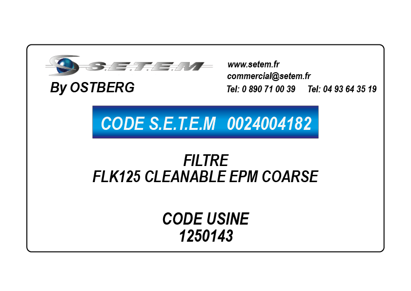 0024004182-FILTRE OSTBERG FLK125 CLEANABLE EPM COARSE *1250143*
