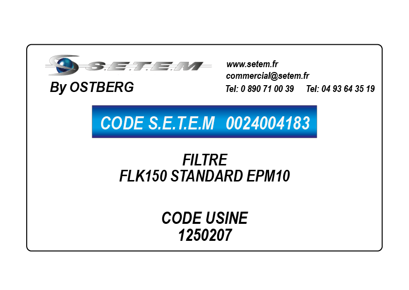 0024004183-FILTRE OSTBERG FLK150 STANDARD EPM10 *1250207*