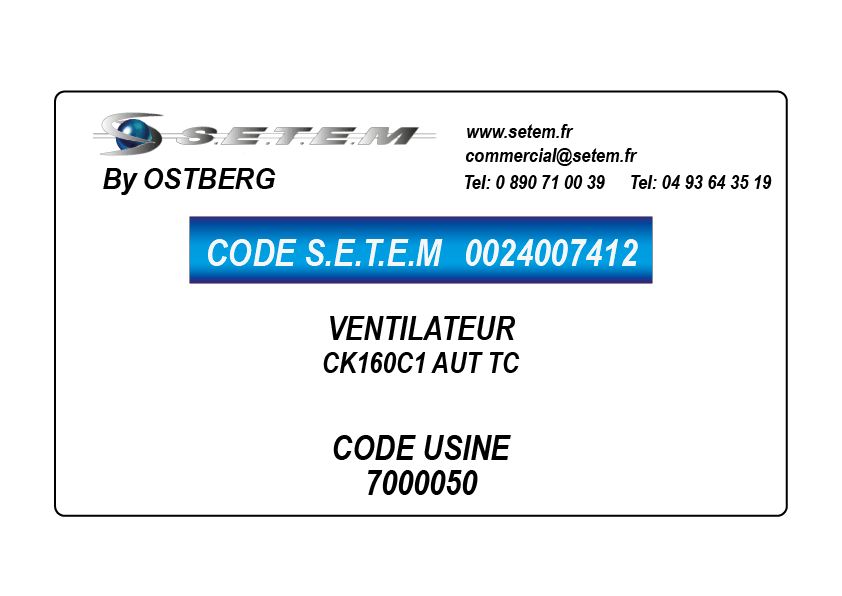 0024007412-VENTILATEUR OSTBERG CK160C1 AUT TC *7000050* 2