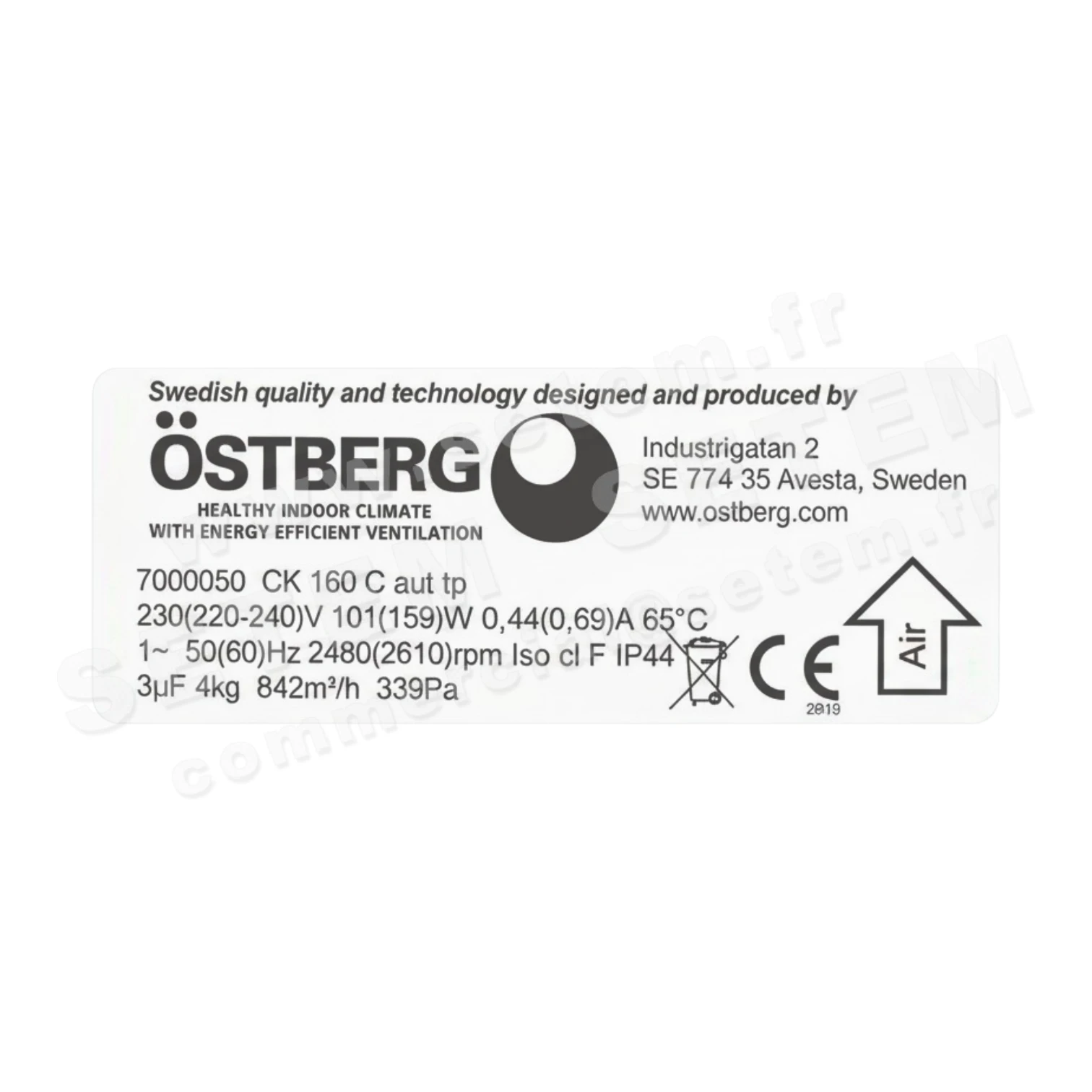 0024007412-VENTILATEUR OSTBERG CK160C1 AUT TC *7000050*