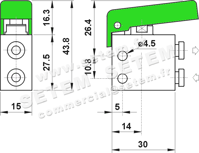 MICROVANNE PNEUMATIQUE 3/2 NC 304 MGV UL 2