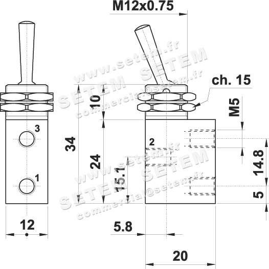 MICROVANNE PNEUMATIQUE 3/2 NC 03.044.4