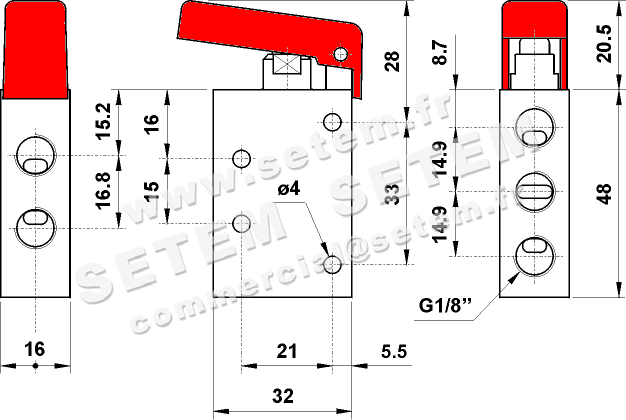 VANNE À COMMANDE MANUELLE 5/2 451 MGR