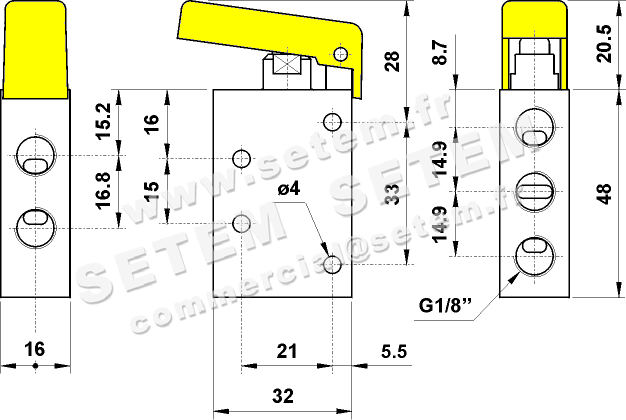 VANNE À COMMANDE MANUELLE 5/2 451 MGG 2
