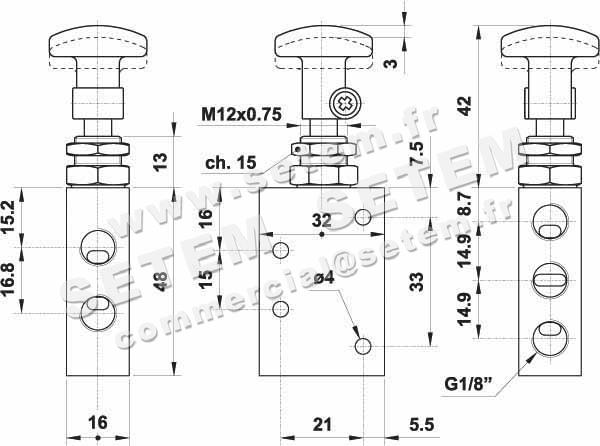 VANNE À COMMANDE MANUELLE 5/2 451 TT 2