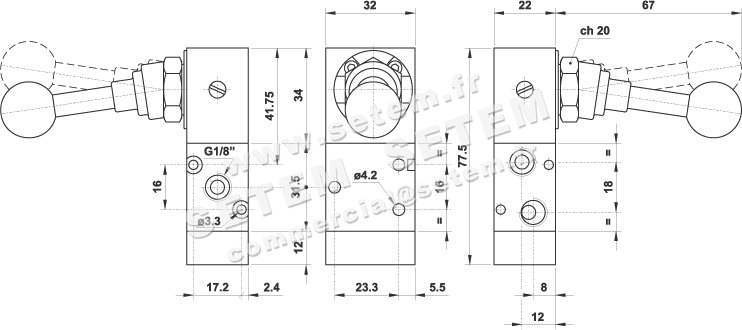 VANNE À COMMANDE MANUELLE 3/2 321 LL90 2