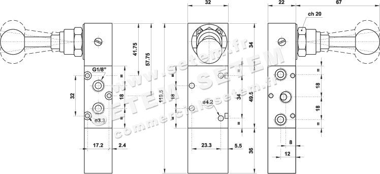 VANNE À COMMANDE MANUELLE 5/3 5213C ML90 2