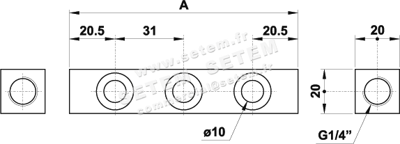 BLOC DE DISTRIBUTION PNEUMATIQUE  00.138.3 2