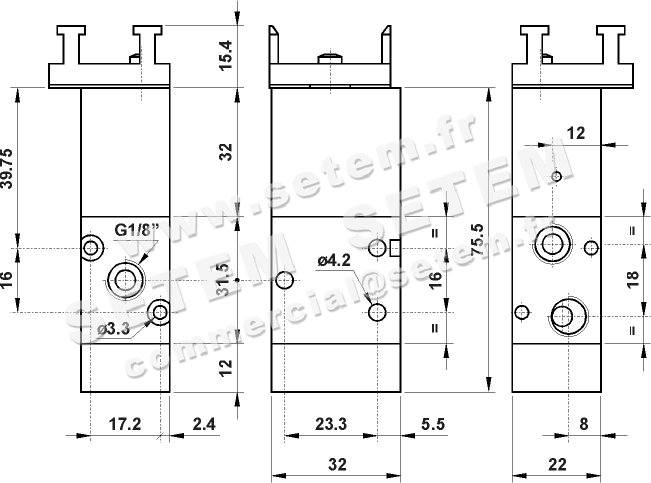 VANNE À COMMANDE MANUELLE 3/2 NC 321 MB 2