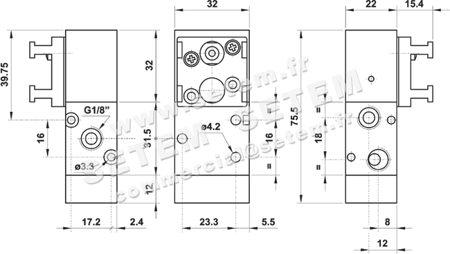 VANNE À COMMANDE MANUELLE 3/2 NA 321 MBA90 2