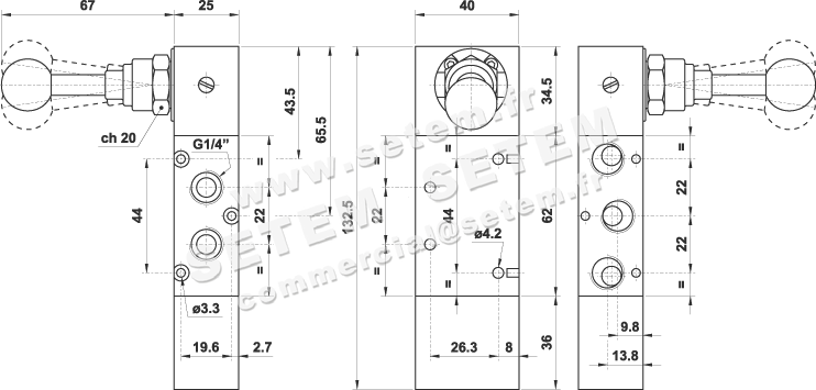 VANNE À COMMANDE MANUELLE 5/3 5223C ML90 2