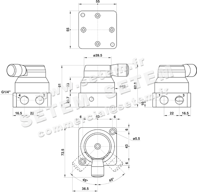 VANNE À COMMANDE MANUELLE ROTATIVE 4/3 10.070.4 2