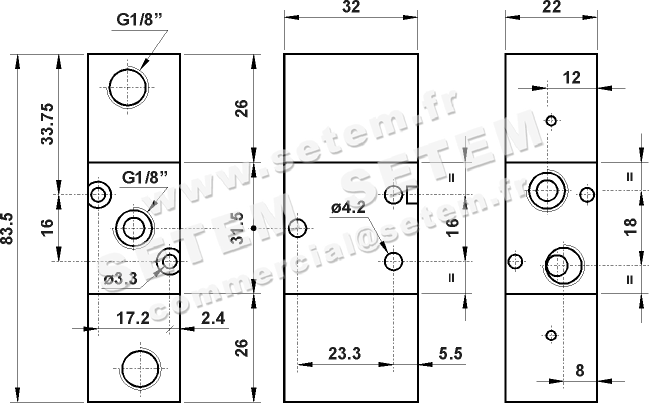 VANNE À COMMANDE PNEUMATIQUE 3/2 321 CC 2