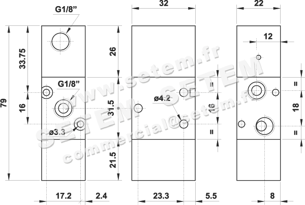 VANNE À COMMANDE PNEUMATIQUE 3/2 NC 321 MRC 2