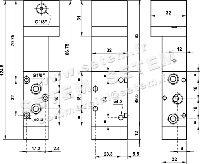 VANNE À COMMANDE PNEUMATIQUE 5/2 521 MCQ 2