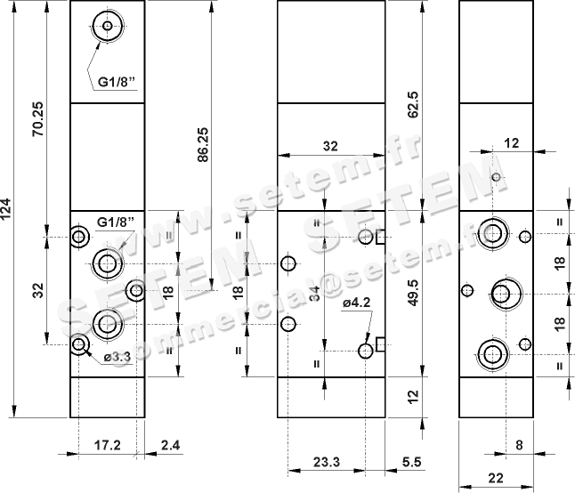 VANNE À COMMANDE PNEUMATIQUE 5/2 521 MCS