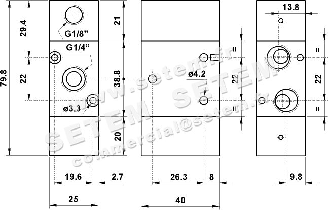 VANNE À COMMANDE PNEUMATIQUE 3/2 NC 322 CFP 2