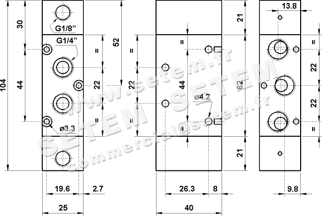 VANNE À COMMANDE PNEUMATIQUE 5/2 522 CC 2