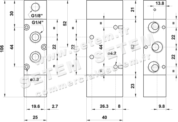 VANNE À COMMANDE PNEUMATIQUE 5/2 522 MRC 2