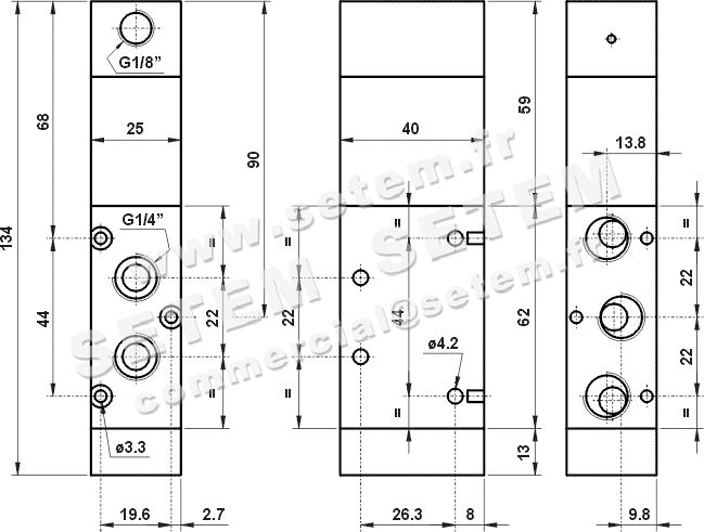 VANNE À COMMANDE PNEUMATIQUE 5/2 522 MCS