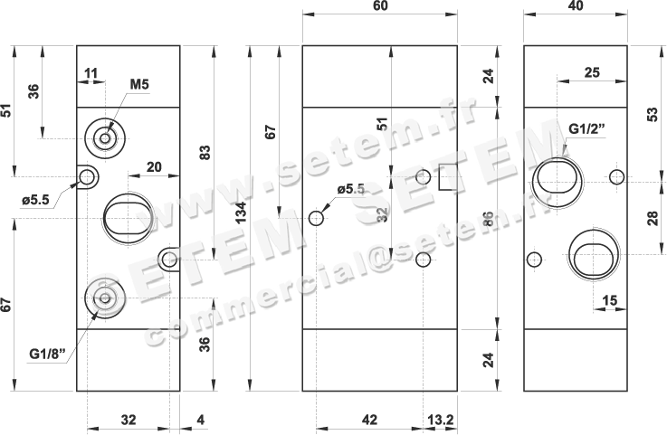 VANNE À COMMANDE PNEUMATIQUE 3/2 NC 324 MC 2