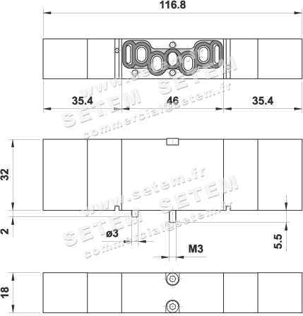 VANNE À COMMANDE PNEUMATIQUE VDMA 5/3 8513C CC 2