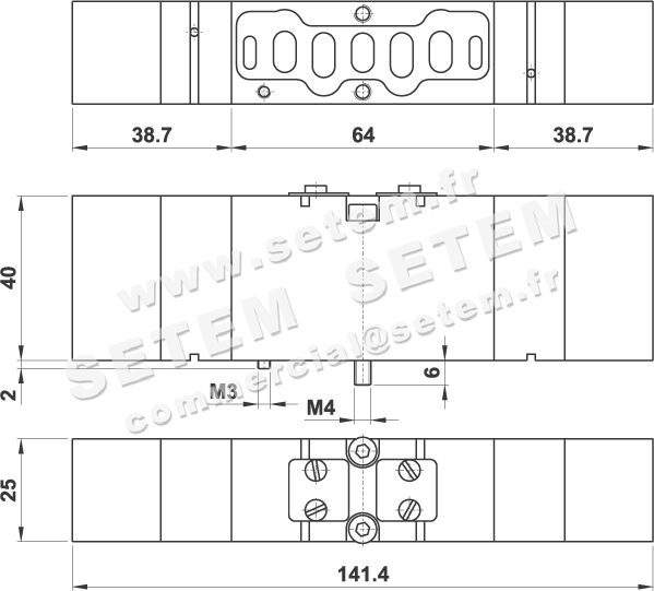VANNE À COMMANDE PNEUMATIQUE VDMA 5/3 9513A CC 2
