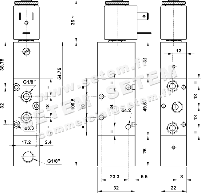 ÉLECTROVANNE PNEUMATIQUE 5/2 521 CE 2