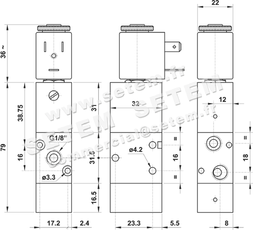 ÉLECTROVANNE PNEUMATIQUE 3/2 NC 321 EFP 2