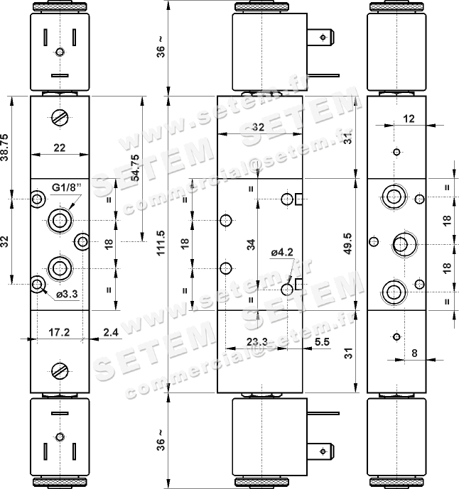ÉLECTROVANNE PNEUMATIQUE 5/2 521 EED 2