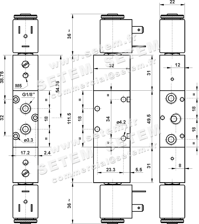 ÉLECTROVANNE PNEUMATIQUE 5/2 521 EE AS 2