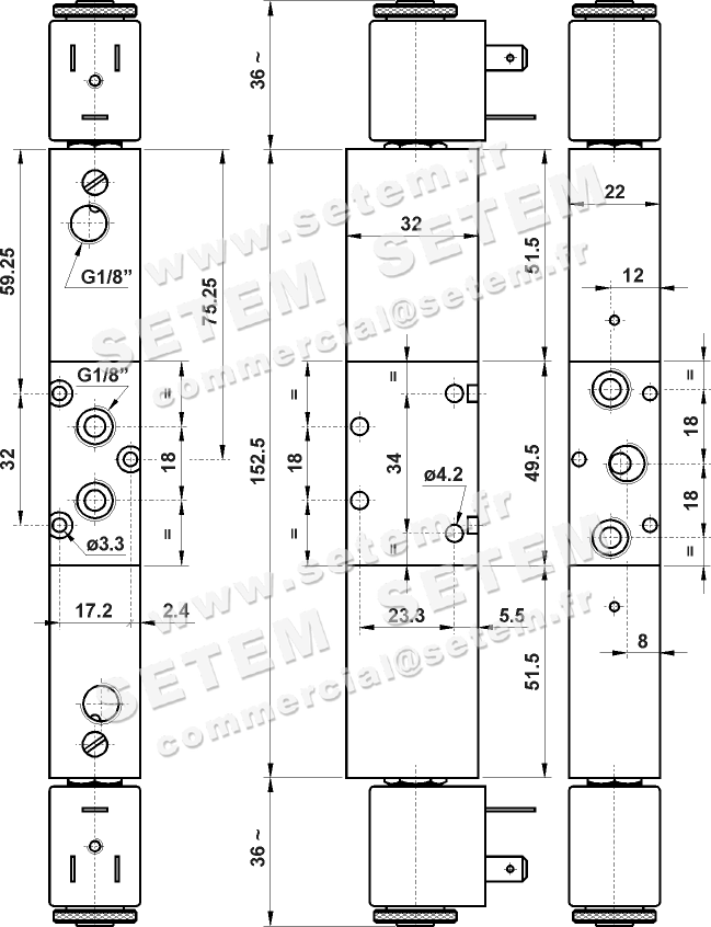 ÉLECTROVANNE PNEUMATIQUE 5/3 5213C EE AS 2