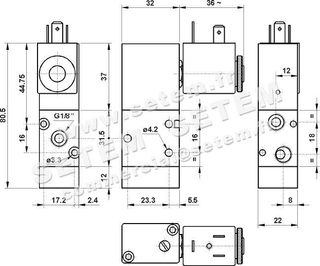 ÉLECTROVANNE PNEUMATIQUE 3/2 NC 321 ME90 S 2