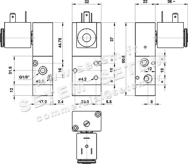 ÉLECTROVANNE PNEUMATIQUE 3/2 NC 321 ME90 L 2