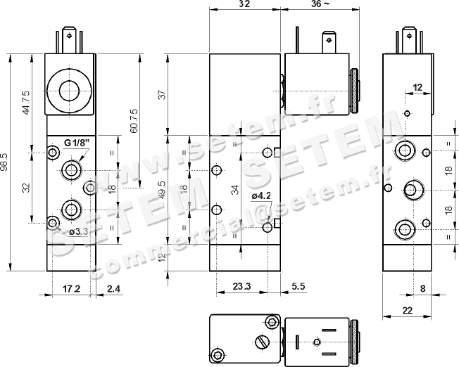 ÉLECTROVANNE PNEUMATIQUE 5/2 521 ME90 S 2