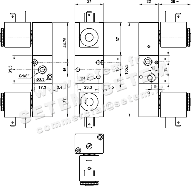ÉLECTROVANNE PNEUMATIQUE 3/2 321 EE90 L 2